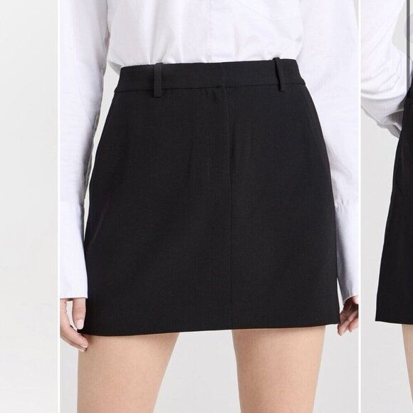 Theory Mini Trouser Skirt in Admiral Crepe Black